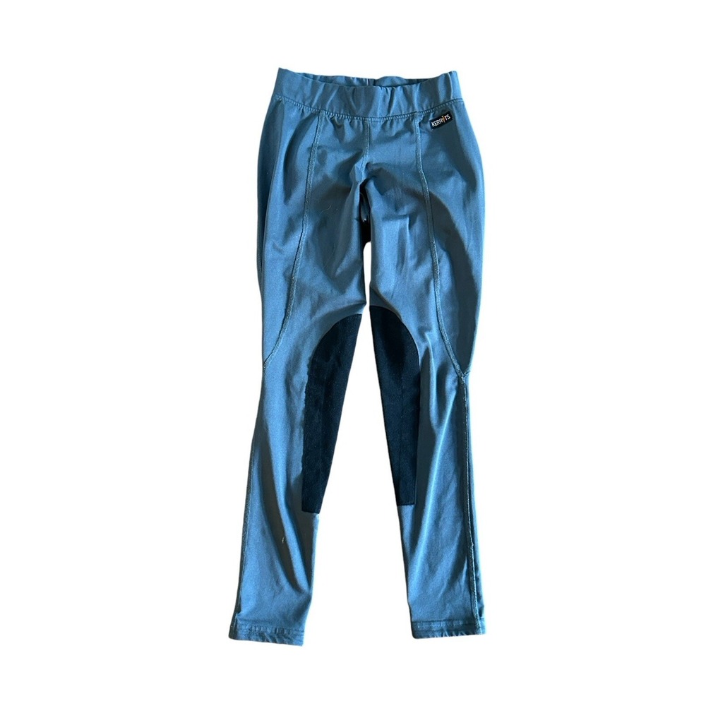 Kerrits Leggings Women's S Gray & Black Breeches Pull On Riding Pants w/Patches